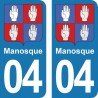 Blason Manosque - Stickers plaque immatriculation 04