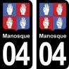 Blason Manosque - Stickers plaque immatriculation 04