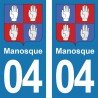 Blason Manosque - Stickers plaque immatriculation 04