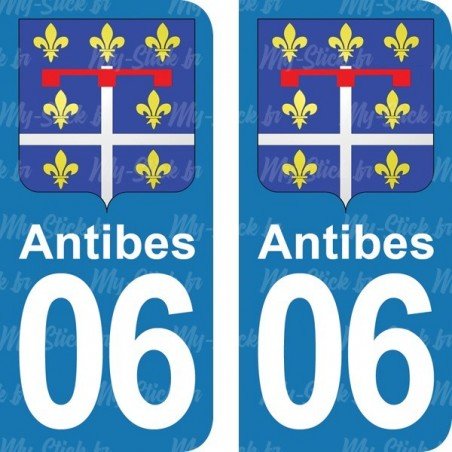 Blason Antibes - Stickers plaque immatriculation 06