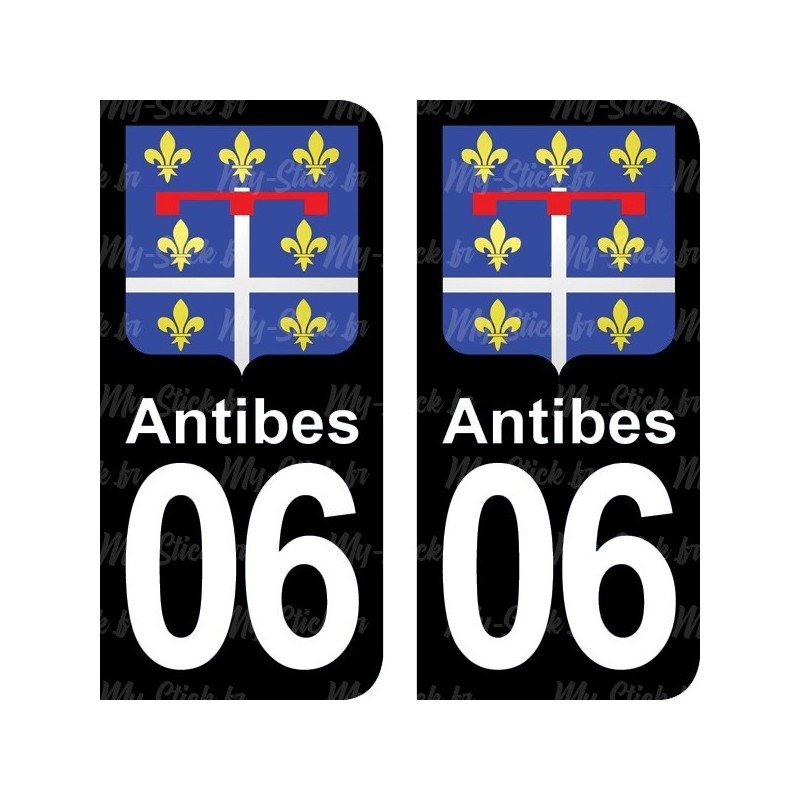 Blason Antibes - Stickers plaque immatriculation 06