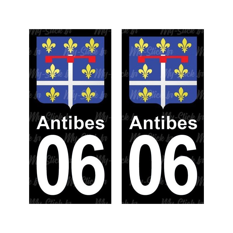 Blason Antibes - Stickers plaque immatriculation 06