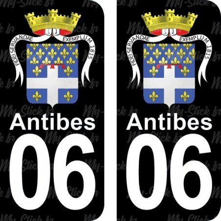 Armoirie Antibes - Stickers plaque immatriculation 06