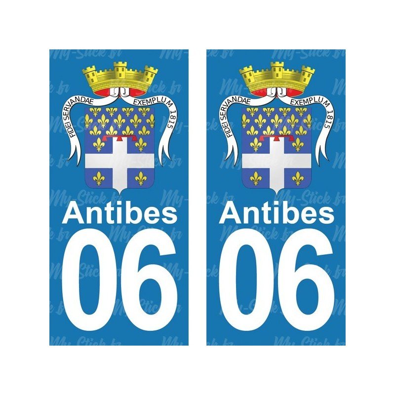 Armoirie Antibes - Stickers plaque immatriculation 06