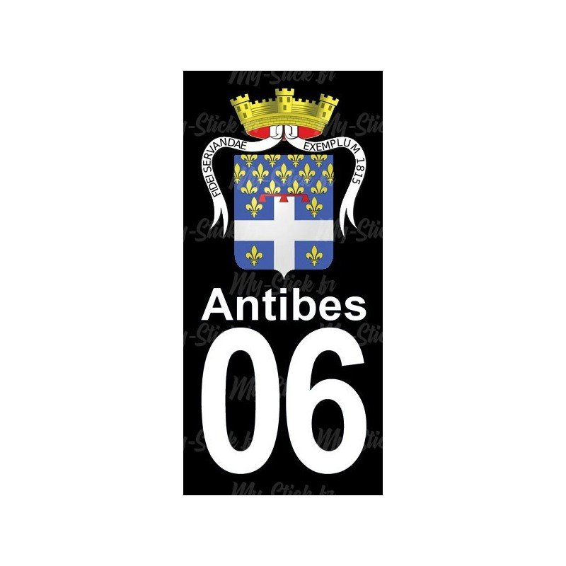 Armoirie Antibes - Stickers plaque immatriculation 06