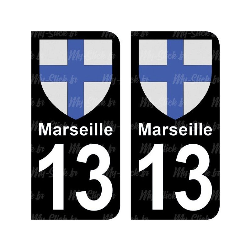 Blason Marseille - Stickers plaque immatriculation 13