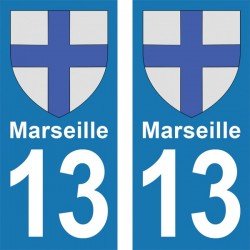 Blason Marseille - Stickers plaque immatriculation 13