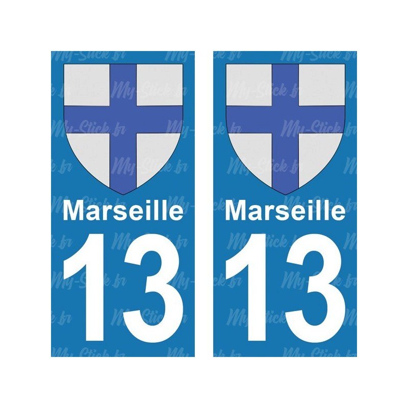 Blason Marseille - Stickers plaque immatriculation 13