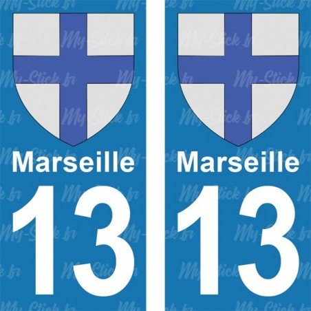 Blason Marseille - Stickers plaque immatriculation 13