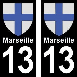 Blason Marseille - Stickers plaque immatriculation 13