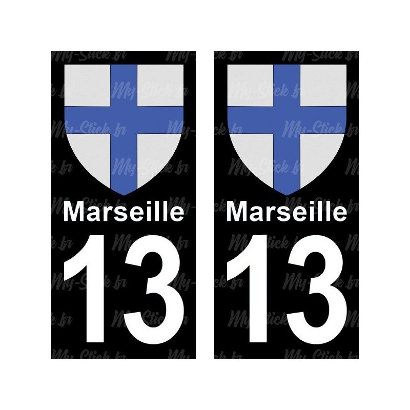 Blason Marseille - Stickers plaque immatriculation 13