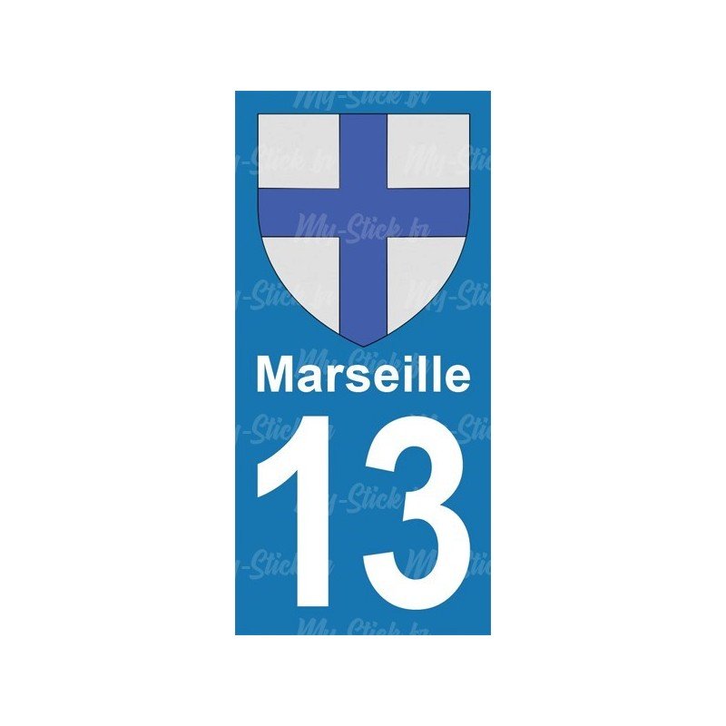 Blason Marseille - Stickers plaque immatriculation 13
