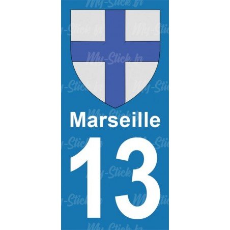Blason Marseille - Stickers plaque immatriculation 13