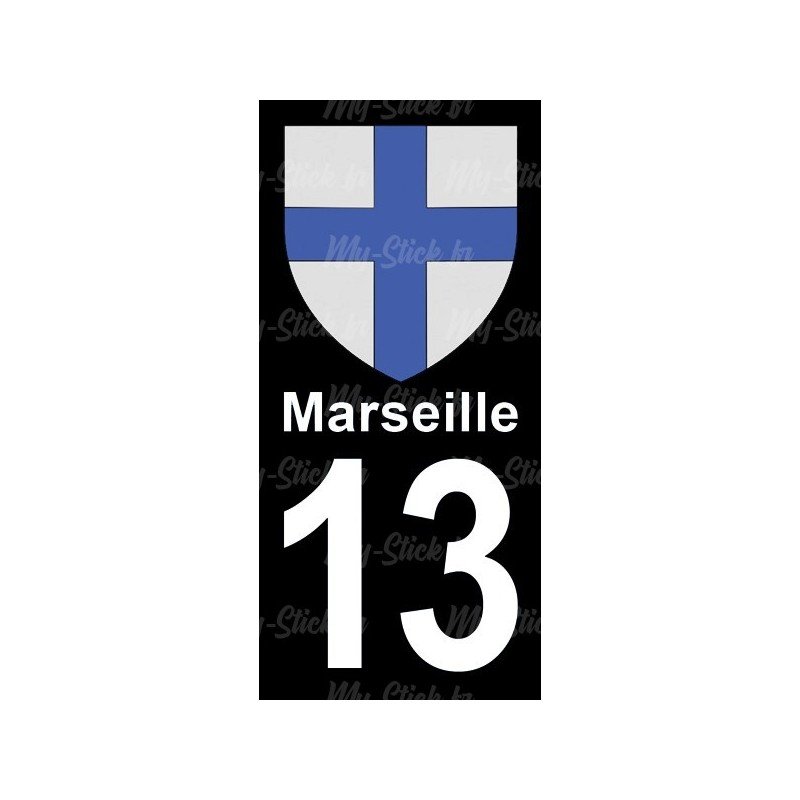 Blason Marseille - Stickers plaque immatriculation 13