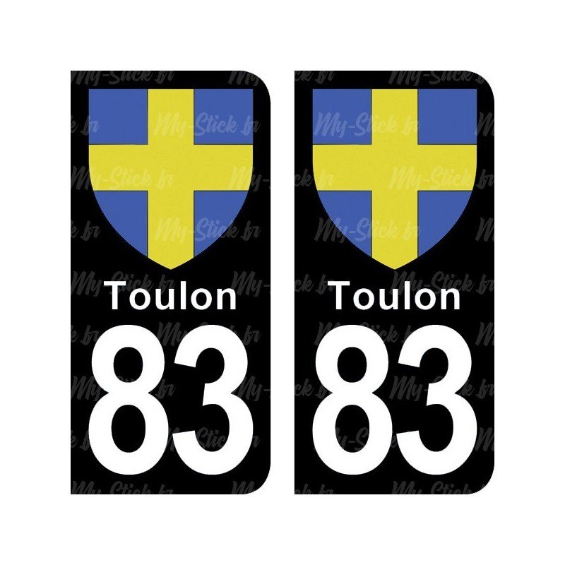 Blason Toulon - Stickers plaque immatriculation 83