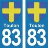 Blason Toulon - Stickers plaque immatriculation 83