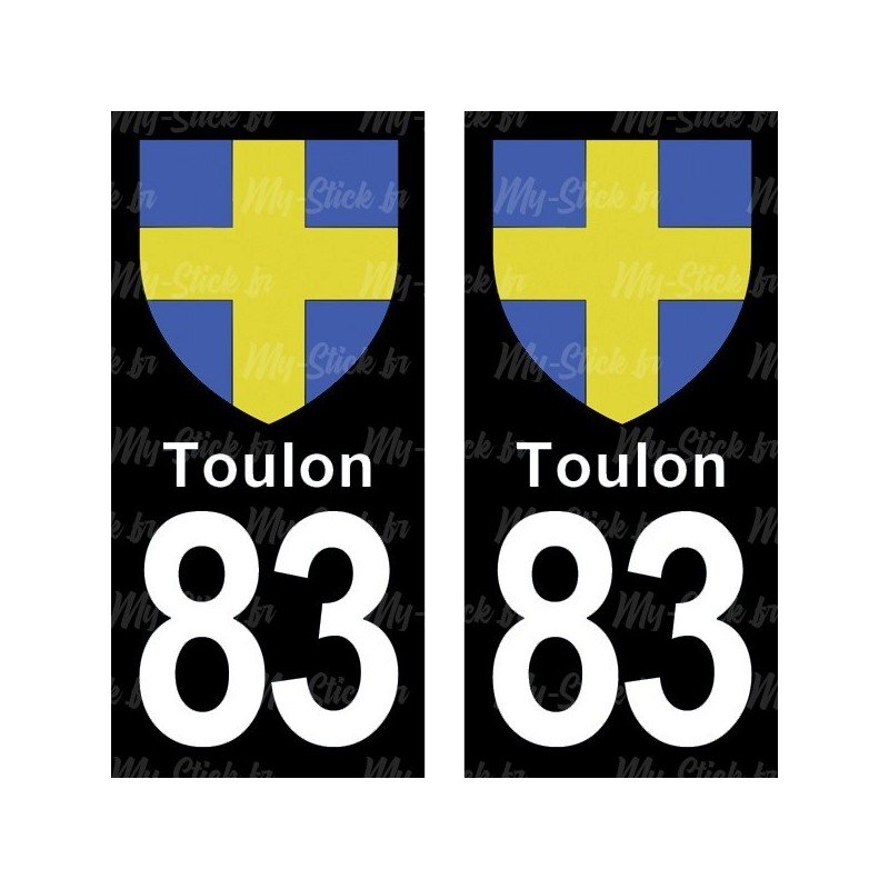 Blason Toulon - Stickers plaque immatriculation 83