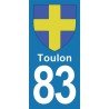 Blason Toulon - Stickers plaque immatriculation 83