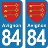 Blason Avignon - Stickers plaque immatriculation 84