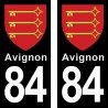 Blason Avignon - Stickers plaque immatriculation 84