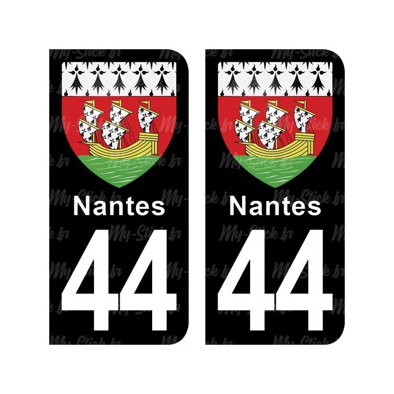 Blason Nantes - Stickers plaque immatriculation 44