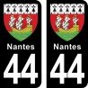 Blason Nantes - Stickers plaque immatriculation 44