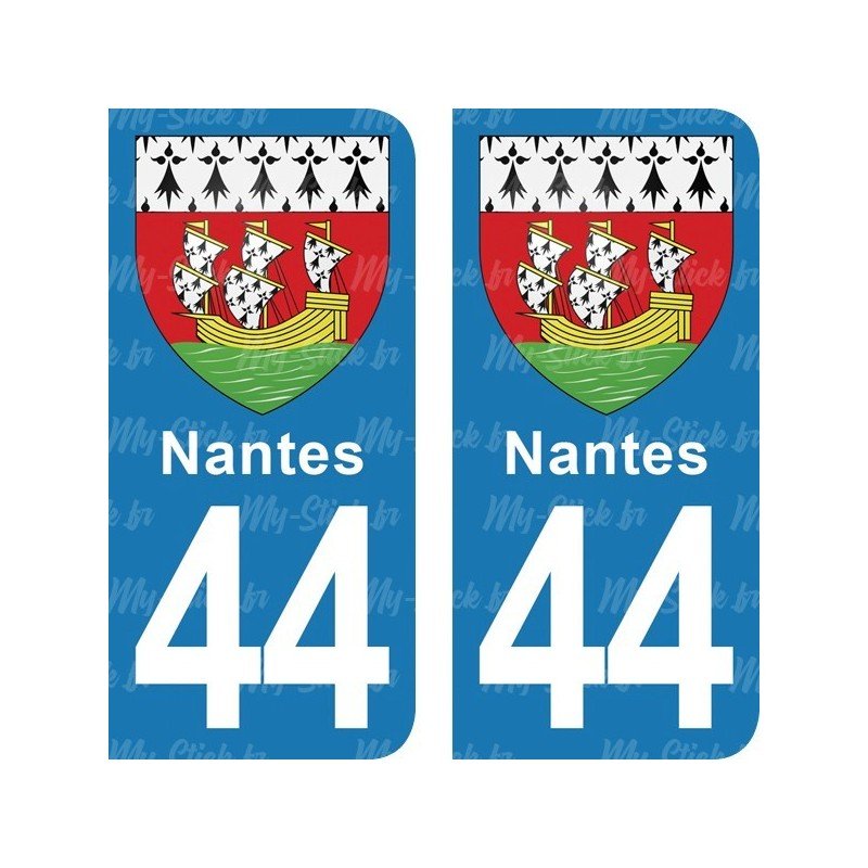 Blason Nantes - Stickers plaque immatriculation 44