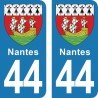 Blason Nantes - Stickers plaque immatriculation 44
