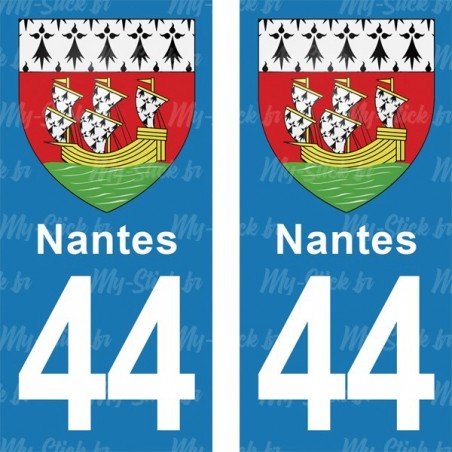 Blason Nantes - Stickers plaque immatriculation 44