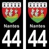 Blason Nantes - Stickers plaque immatriculation 44