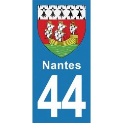 Blason Nantes - Stickers plaque immatriculation 44