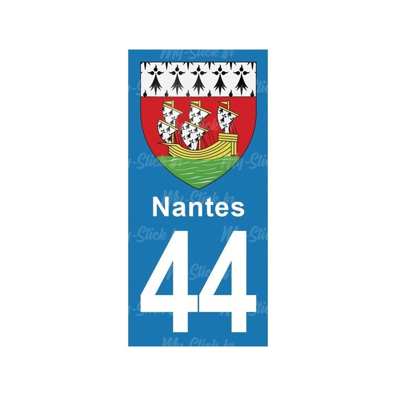 Blason Nantes - Stickers plaque immatriculation 44