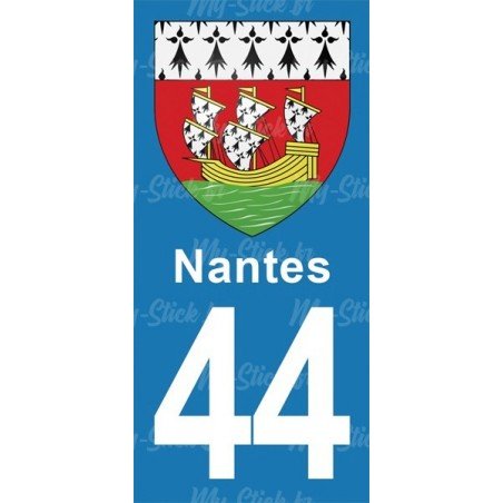 Blason Nantes - Stickers plaque immatriculation 44