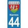 Blason Nantes - Stickers plaque immatriculation 44