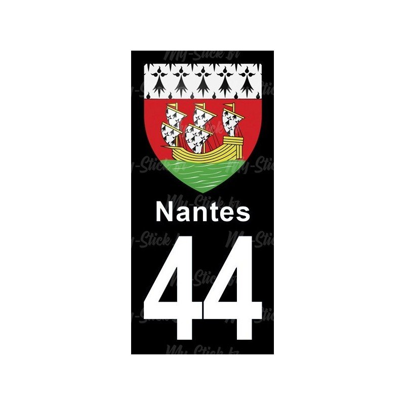 Blason Nantes - Stickers plaque immatriculation 44