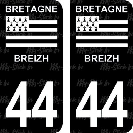 Stickers plaque immatriculation 44 Breizh Bretagne