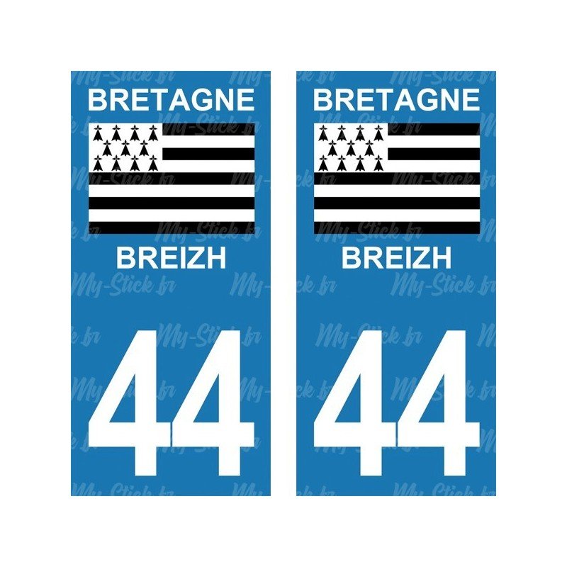 Stickers plaque immatriculation 44 Breizh Bretagne