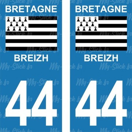 Stickers plaque immatriculation 44 Breizh Bretagne