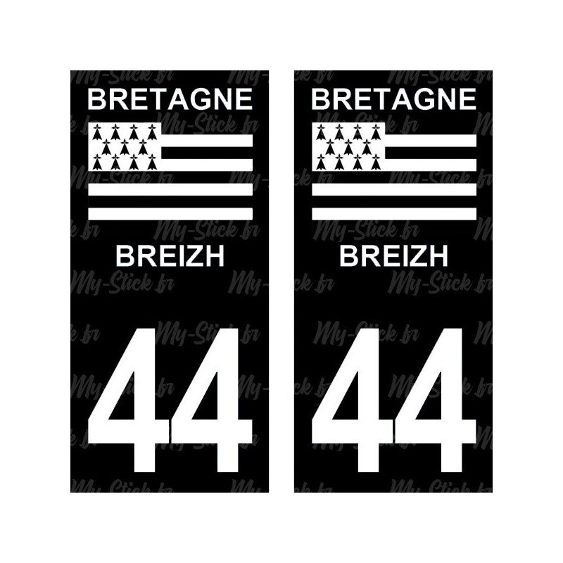 Stickers plaque immatriculation 44 Breizh Bretagne