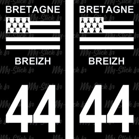 Stickers plaque immatriculation 44 Breizh Bretagne