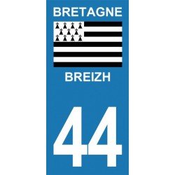 Stickers plaque immatriculation 44 Breizh Bretagne