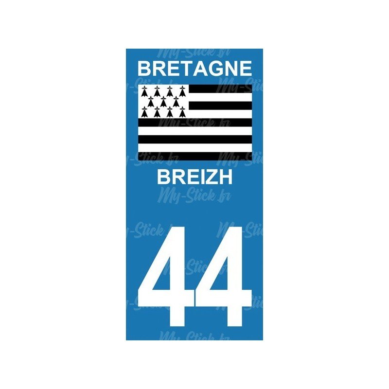 Stickers plaque immatriculation 44 Breizh Bretagne