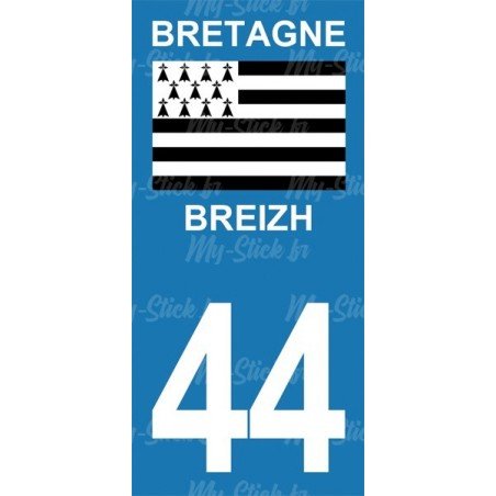 Stickers plaque immatriculation 44 Breizh Bretagne
