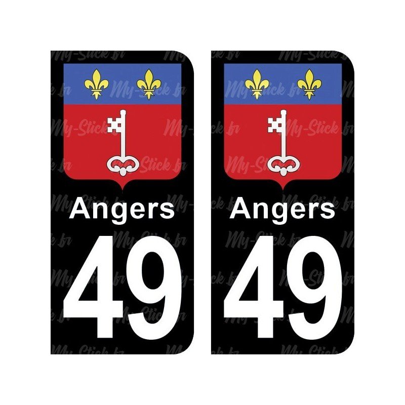Blason Angers - Stickers plaque immatriculation 49