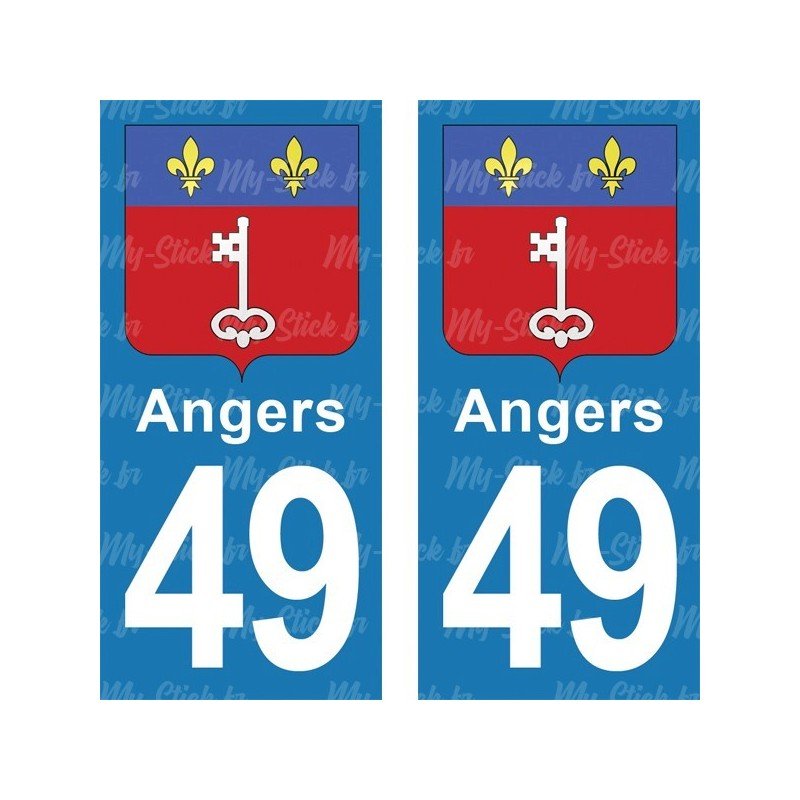 Blason Angers - Stickers plaque immatriculation 49