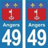 Blason Angers - Stickers plaque immatriculation 49