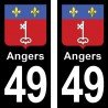 Blason Angers - Stickers plaque immatriculation 49