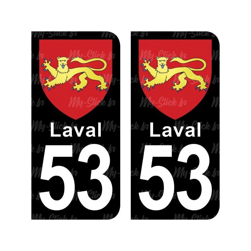 Blason Laval - Stickers plaque immatriculation 53