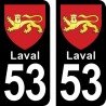 Blason Laval - Stickers plaque immatriculation 53