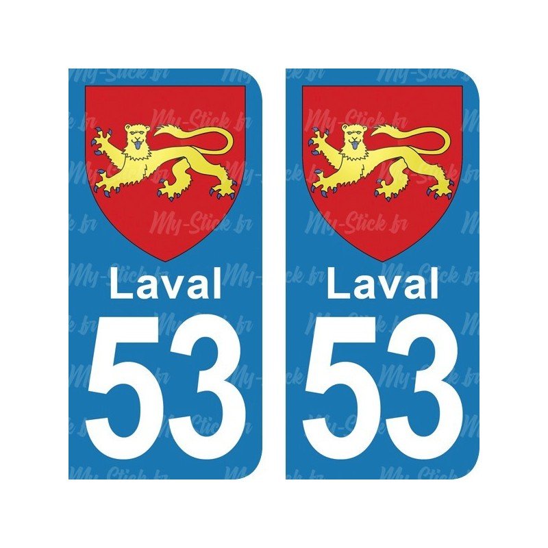 Blason Laval - Stickers plaque immatriculation 53